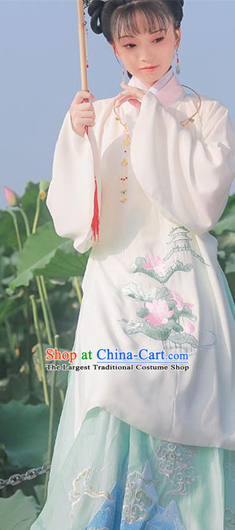 Chinese Ancient Ming Dynasty Nobility Lady Hanfu Dress Traditional Embroidered Replica Costume for Women