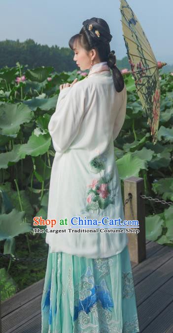Chinese Ancient Ming Dynasty Nobility Lady Hanfu Dress Traditional Embroidered Replica Costume for Women