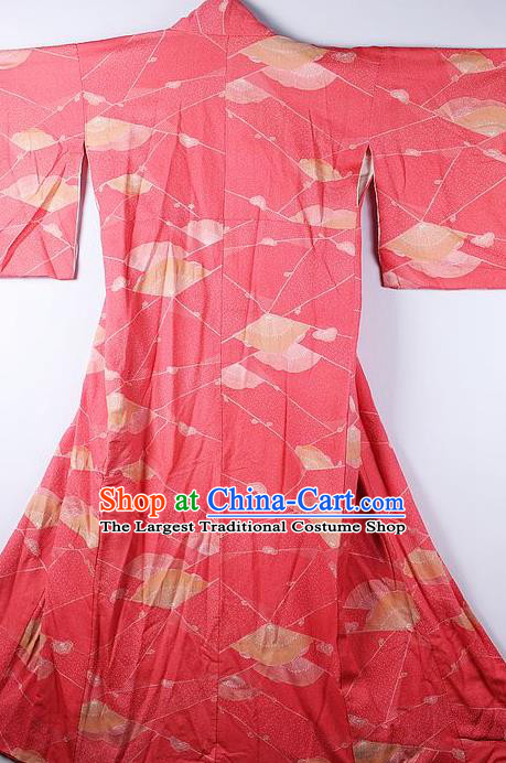 Japanese Traditional Ceremony Costume Pink Furisode Kimono Asian Japan National Yukata Dress for Women