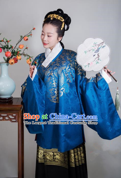 Chinese Ancient Ming Dynasty Infanta Hanfu Dress Traditional Wedding Young Mistress Embroidered Replica Costume for Women