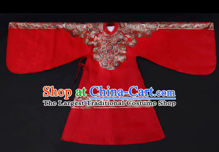 Chinese Ancient Ming Dynasty Wedding Bride Red Hanfu Dress Traditional Court Princess Embroidered Replica Costume for Women