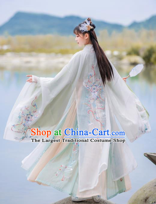 Chinese Traditional Court Princess Hanfu Dress Ancient Jin Dynasty Palace Lady Embroidered Historical Costume for Women