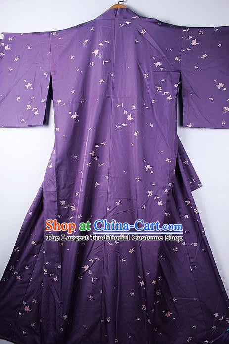 Asian Japanese Ceremony Clothing Printing Purple Kimono Traditional Japan National Yukata Costume for Men