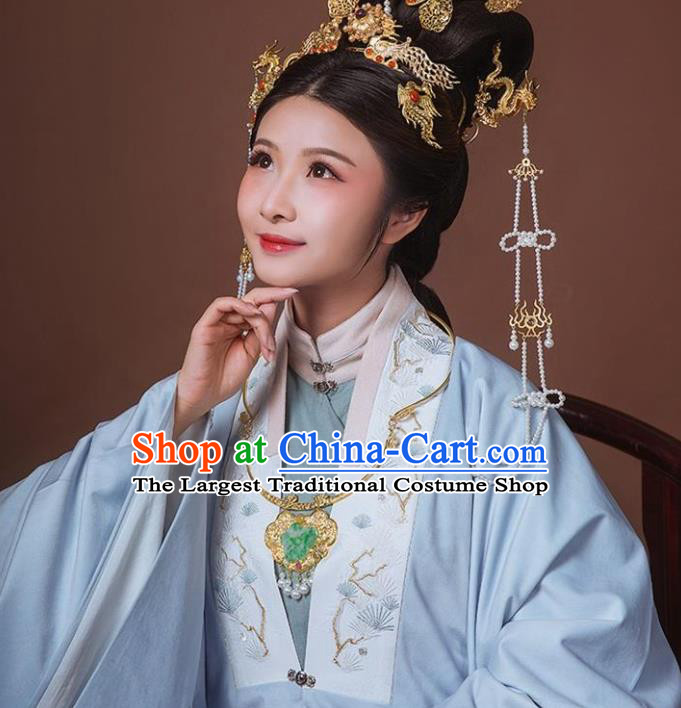 Chinese Ancient Ming Dynasty Imperial Empress Hanfu Dress Traditional Court Queen Embroidered Replica Costume for Women