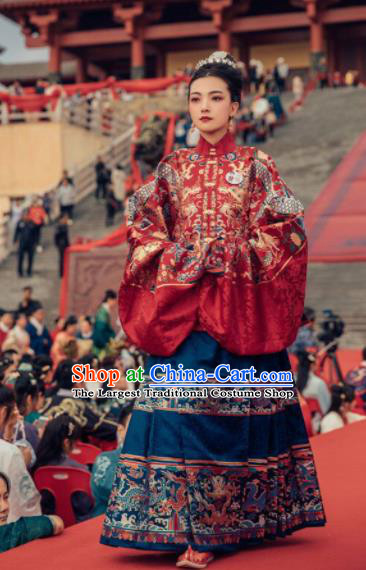 Ancient Chinese Ming Dynasty Princess Wedding Hanfu Dress Traditional Court Lady Replica Costume for Women