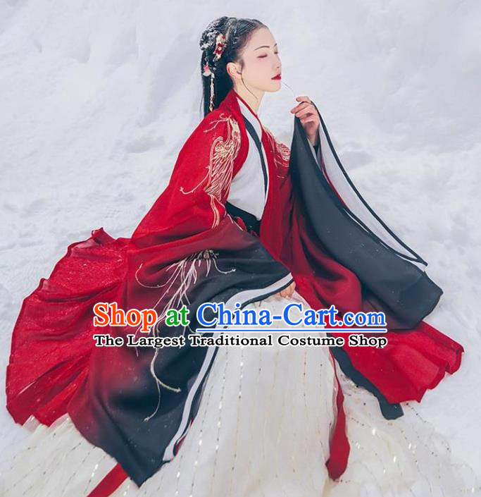 Chinese Traditional Jin Dynasty Court Princess Wedding Red Hanfu Dress Ancient Legend Goddess Replica Costume for Women