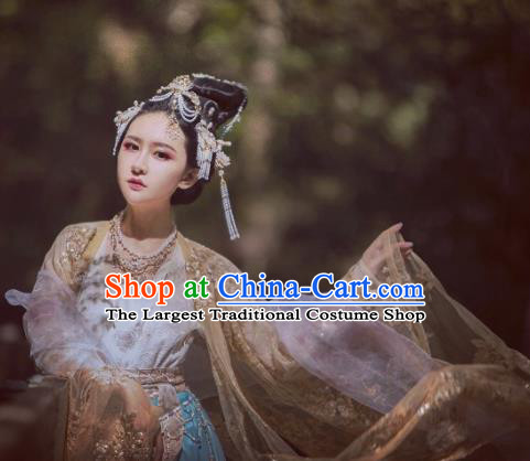 Chinese Traditional Tang Dynasty Palace Princess Hanfu Dress Ancient Court Lady Dance Replica Costume for Women