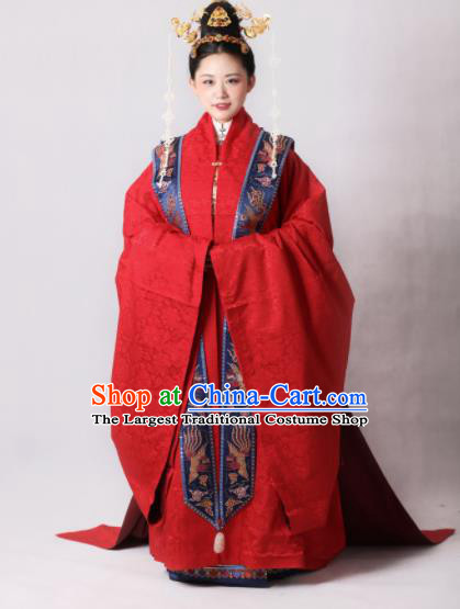 Chinese Traditional Ming Dynasty Court Wedding Red Hanfu Dress Ancient Imperial Empress Replica Costumes for Women