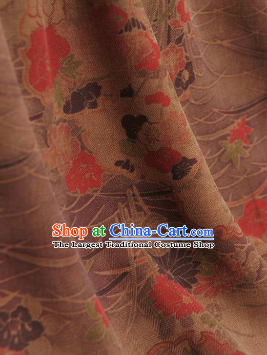 Chinese Traditional Orchid Lotus Pattern Design Gambiered Guangdong Gauze Asian Brocade Silk Fabric