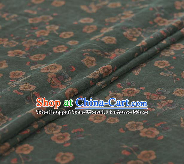 Chinese Traditional Wintersweet Butterfly Pattern Design Green Gambiered Guangdong Gauze Asian Brocade Silk Fabric