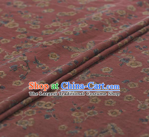 Chinese Traditional Wintersweet Butterfly Pattern Design Amaranth Gambiered Guangdong Gauze Asian Brocade Silk Fabric