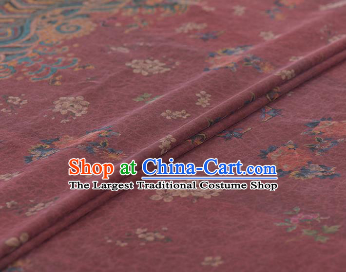 Asian Chinese Classical Chrysanthemum Peony Pattern Wine Red Gambiered Guangdong Gauze Traditional Cheongsam Brocade Silk Fabric