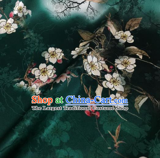 Asian Chinese Classical Plum Pattern Green Brocade Satin Drapery Traditional Cheongsam Brocade Silk Fabric