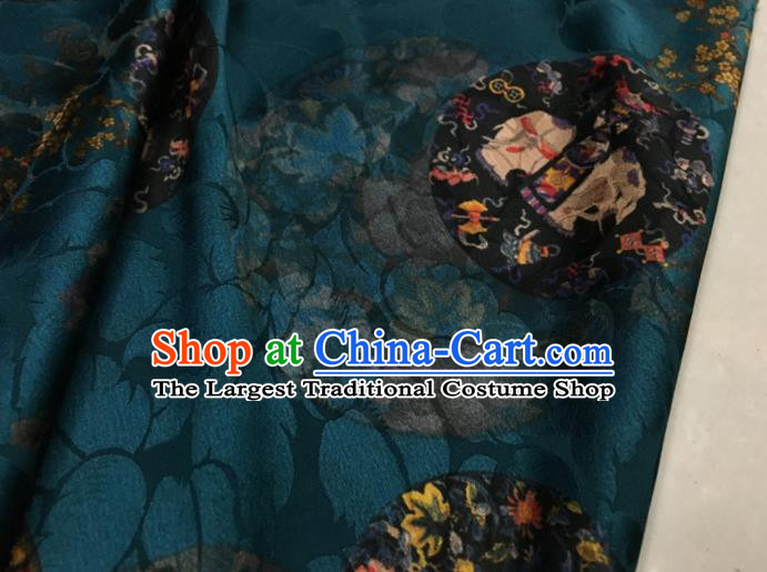 Asian Chinese Classical Peony Pattern Peacock Green Brocade Satin Drapery Traditional Cheongsam Brocade Silk Fabric