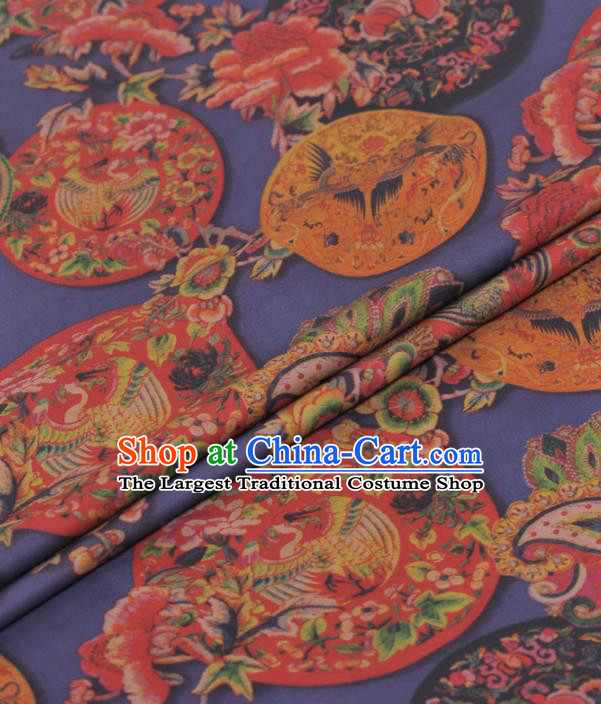 Asian Chinese Classical Phoenix Peony Pattern Purple Gambiered Guangdong Gauze Traditional Cheongsam Brocade Silk Fabric