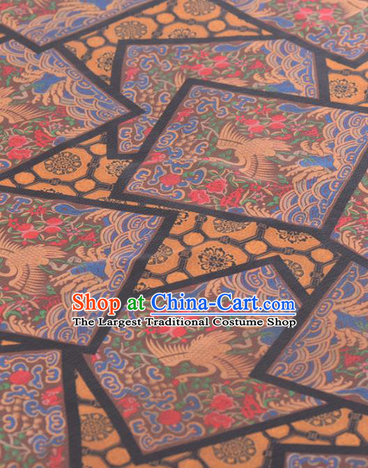 Asian Chinese Classical Peony Crane Pattern Gambiered Guangdong Gauze Traditional Cheongsam Brocade Silk Fabric