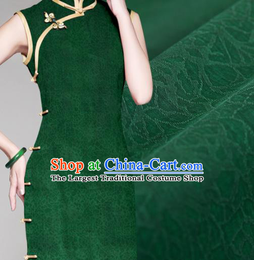 Asian Chinese Classical Pattern Green Gambiered Guangdong Gauze Traditional Cheongsam Brocade Silk Fabric