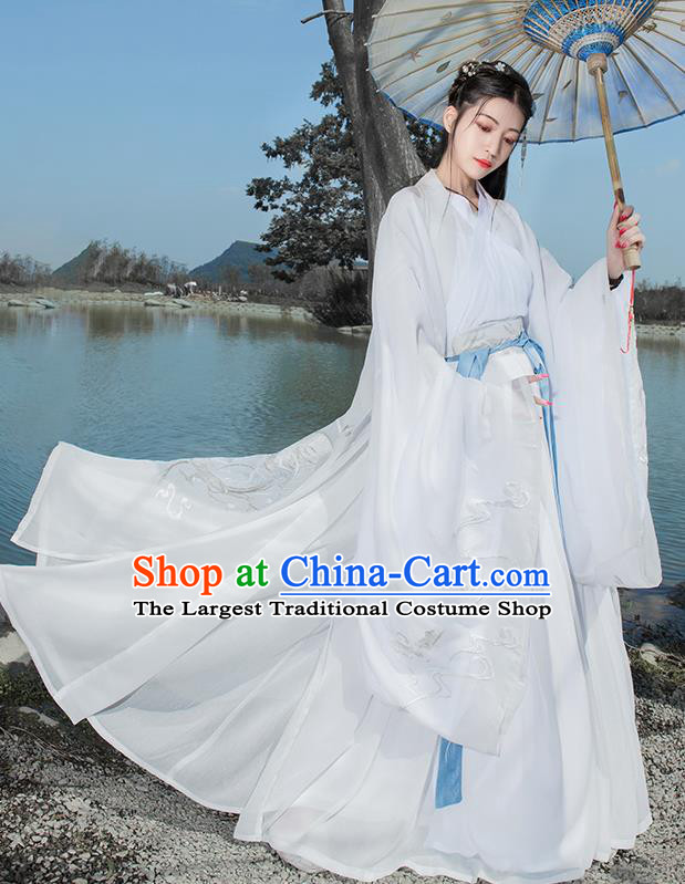 Chinese Ancient Peri Hanfu Dress Antique Traditional Jin Dynasty Princess Embroidered Historical Costume for Women