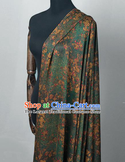 Asian Chinese Classical Plum Pattern Green Brocade Satin Drapery Traditional Cheongsam Brocade Silk Fabric