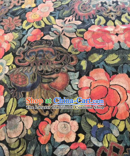 Asian Chinese Classical Peony Pattern Satin Drapery Gambiered Guangdong Gauze Brocade Traditional Cheongsam Brocade Silk Fabric