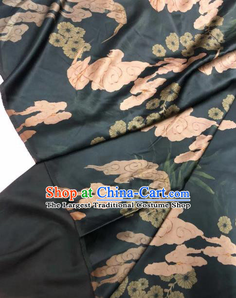 Asian Chinese Classical Clouds Pattern Black Satin Drapery Gambiered Guangdong Gauze Brocade Traditional Cheongsam Brocade Silk Fabric