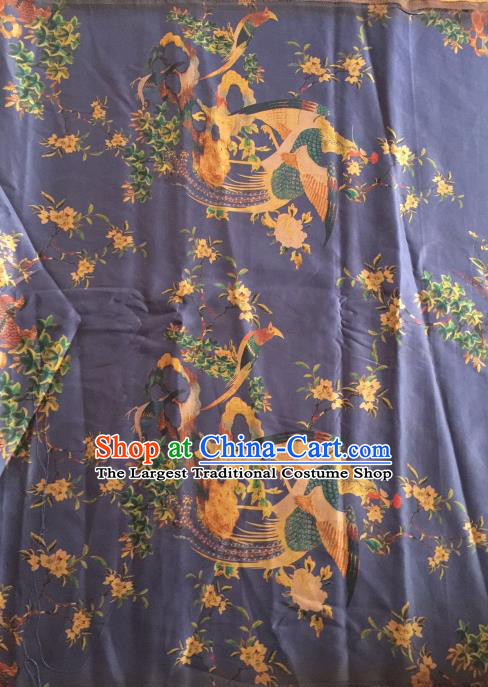 Asian Chinese Classical Phoenix Pattern Purple Satin Drapery Gambiered Guangdong Gauze Brocade Traditional Cheongsam Brocade Silk Fabric