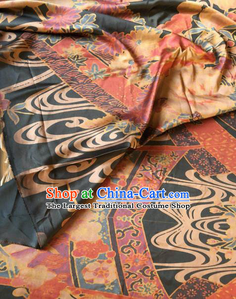 Asian Chinese Classical Plum Peony Pattern Satin Drapery Gambiered Guangdong Gauze Brocade Traditional Cheongsam Brocade Silk Fabric