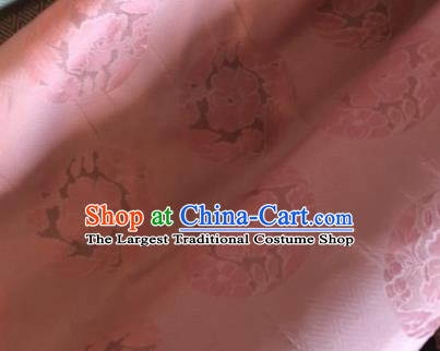 Asian Chinese Classical Twine Flowers Pattern Pink Satin Drapery Gambiered Guangdong Gauze Brocade Traditional Cheongsam Brocade Silk Fabric