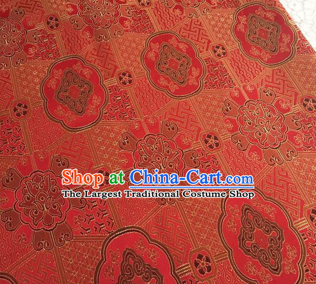 Asian Chinese Cheongsam Classical Lucky Pattern Red Satin Drapery Brocade Traditional Brocade Silk Fabric