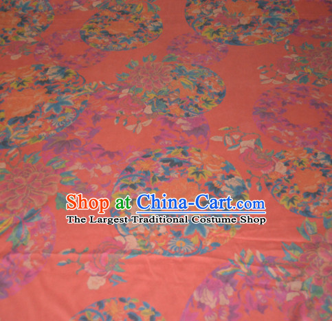 Chinese Traditional Cheongsam Classical Peony Pattern Orange Gambiered Guangdong Gauze Asian Satin Drapery Brocade Silk Fabric