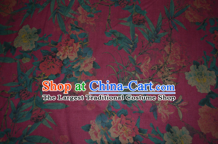Chinese Traditional Cheongsam Classical Orchid Peony Pattern Rosy Gambiered Guangdong Gauze Asian Satin Drapery Brocade Silk Fabric