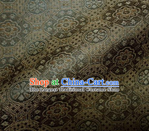 Japanese Traditional Kimono Classical Pattern Brown Brocade Asian Japan Satin Drapery Silk Fabric