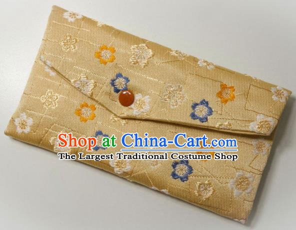 Japanese Traditional Golden Brocade Handbag Asian Japan Nishijin Satin Bags Wallet
