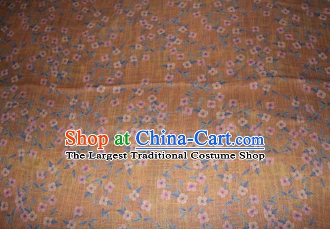 Chinese Traditional Cheongsam Classical Plum Pattern Yellow Gambiered Guangdong Gauze Asian Satin Drapery Brocade Silk Fabric