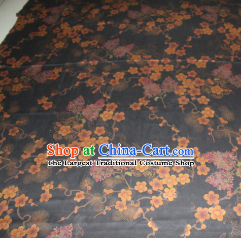 Chinese Traditional Cheongsam Classical Plum Pattern Black Gambiered Guangdong Gauze Asian Satin Drapery Brocade Silk Fabric
