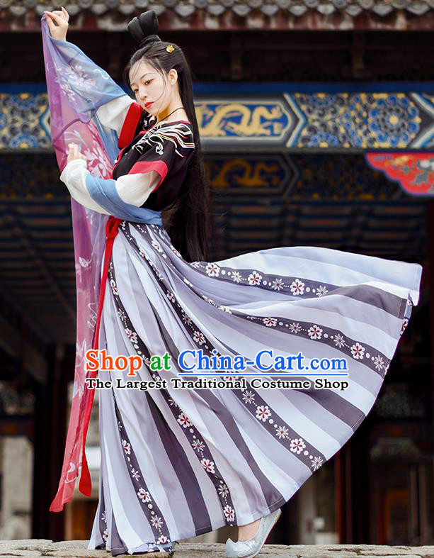 Chinese Ancient Tang Dynasty Court Maid Hanfu Dress Antique Traditional Palace Princess Historical Costume for Women