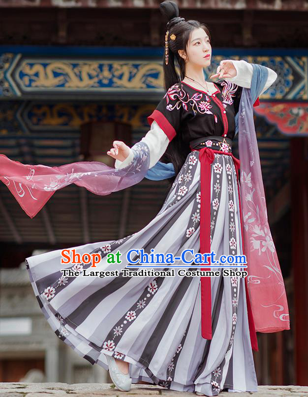 Chinese Ancient Tang Dynasty Court Maid Hanfu Dress Antique Traditional Palace Princess Historical Costume for Women