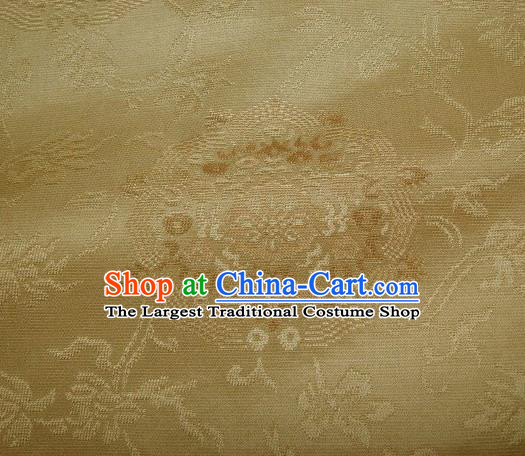 Japanese Traditional Kimono Classical Pattern Golden Brocade Damask Asian Japan Nishijin Satin Drapery Silk Fabric