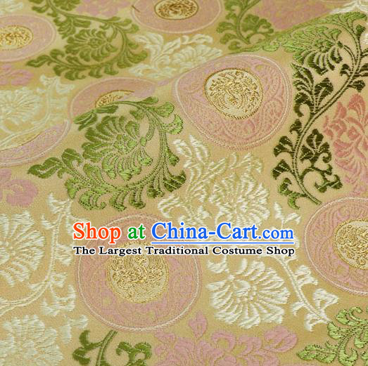 Japanese Traditional Kimono Classical Phoenix Pattern Beige Brocade Damask Asian Japan Nishijin Satin Drapery Silk Fabric