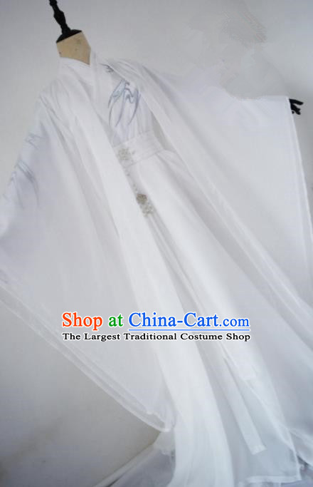 Customized Chinese Cosplay Swordsman White Costume Ancient Drama Childe Clothing for Men