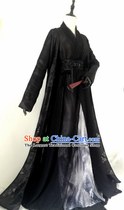 Customized Chinese Traditional Cosplay Prince Swordsman Black Costume Ancient Drama Childe Clothing for Men