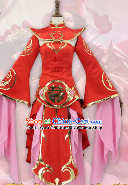 Chinese Cosplay Customized Costume Ancient Film Swordswoman Red Dress for Women