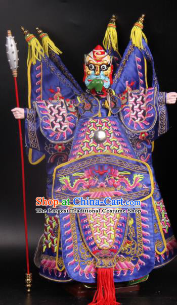 Traditional Chinese Handmade Purple Armor General Puppet Marionette Puppets String Puppet Wooden Image Arts Collectibles