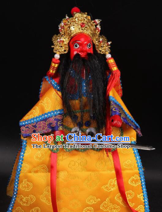 Traditional Chinese Handmade General Yellow Marionette Puppets Old Men Puppet String Puppet Wooden Image Arts Collectibles