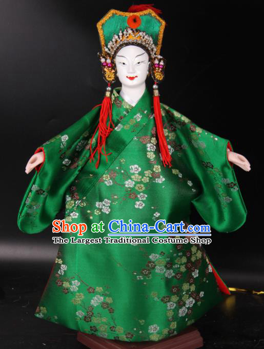 Traditional Chinese Handmade Green Robe Niche Puppet Marionette Puppets String Puppet Wooden Image Arts Collectibles