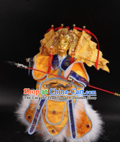 Traditional Chinese Handmade Yellow Armor Takefu Puppet Marionette Puppets String Puppet Wooden Image Arts Collectibles