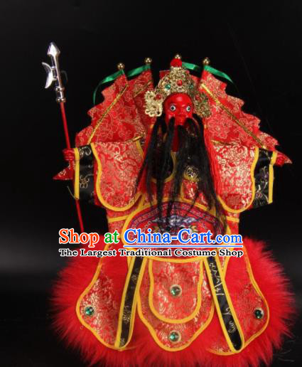 Traditional Chinese Handmade Red Armor Takefu Puppet Marionette Puppets String Puppet Wooden Image Arts Collectibles