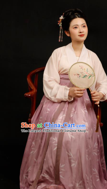 Chinese Traditional Song Dynasty Aristocratic Mistress Hanfu Dress Ancient Drama Nobility Silk Replica Costumes for Women