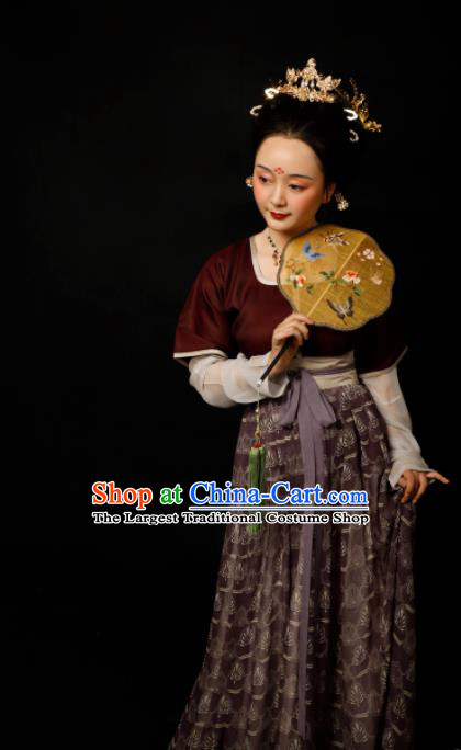 Chinese Traditional Tang Dynasty Imperial Consort Hanfu Dress Ancient Drama Court Lady Replica Costumes for Women