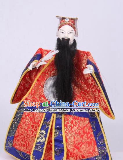 Traditional Chinese Handmade Red Clothing Zhu Geliang Puppet Marionette Puppets String Puppet Wooden Image Arts Collectibles